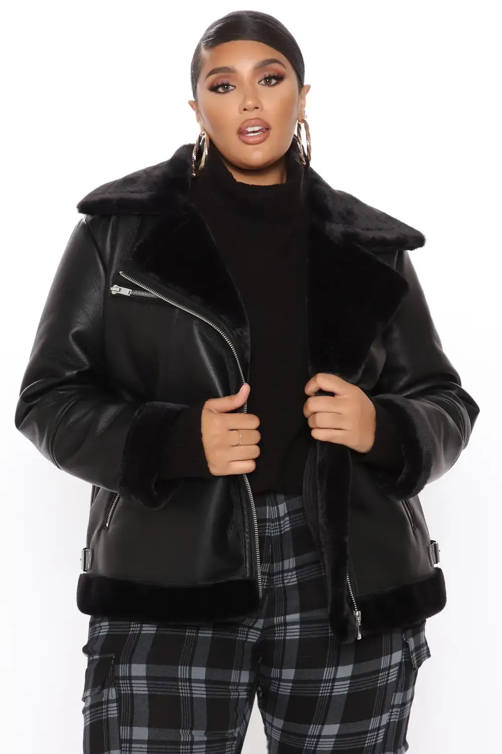 Chic Bad Ass Faux Leather Jacket - Black