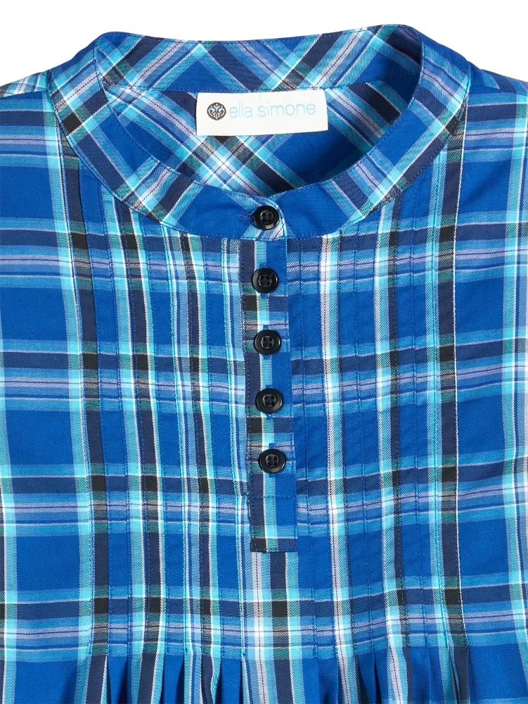 Ella Simone Tartan Pintuck Tunic Top