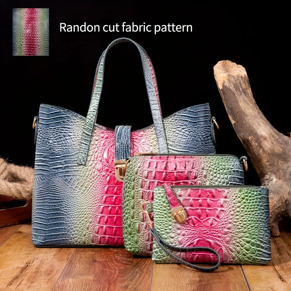 3pcs Gradient Color Purse Set