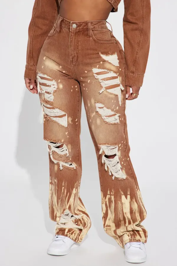 Forever Ago Straight Leg Jeans - Brown