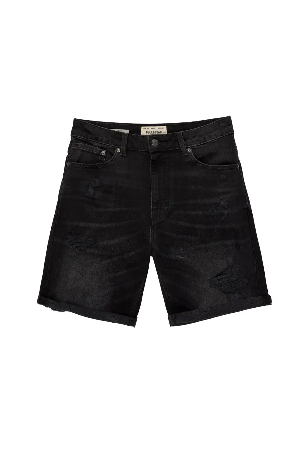 Ripped denim Bermuda shorts