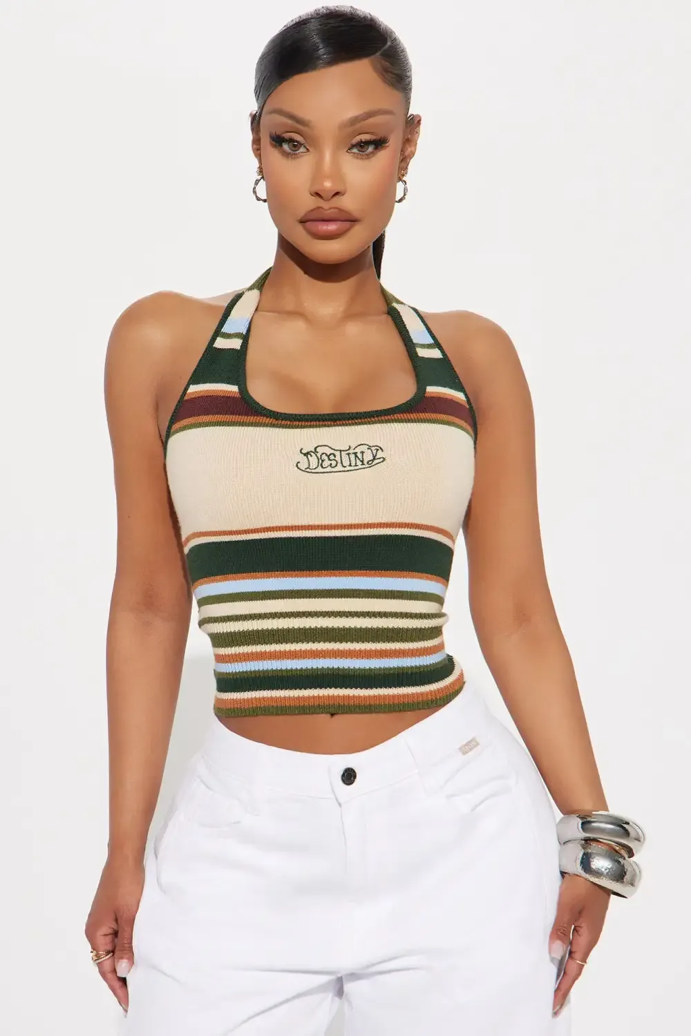 Mia Striped Halter Top - Multi Color