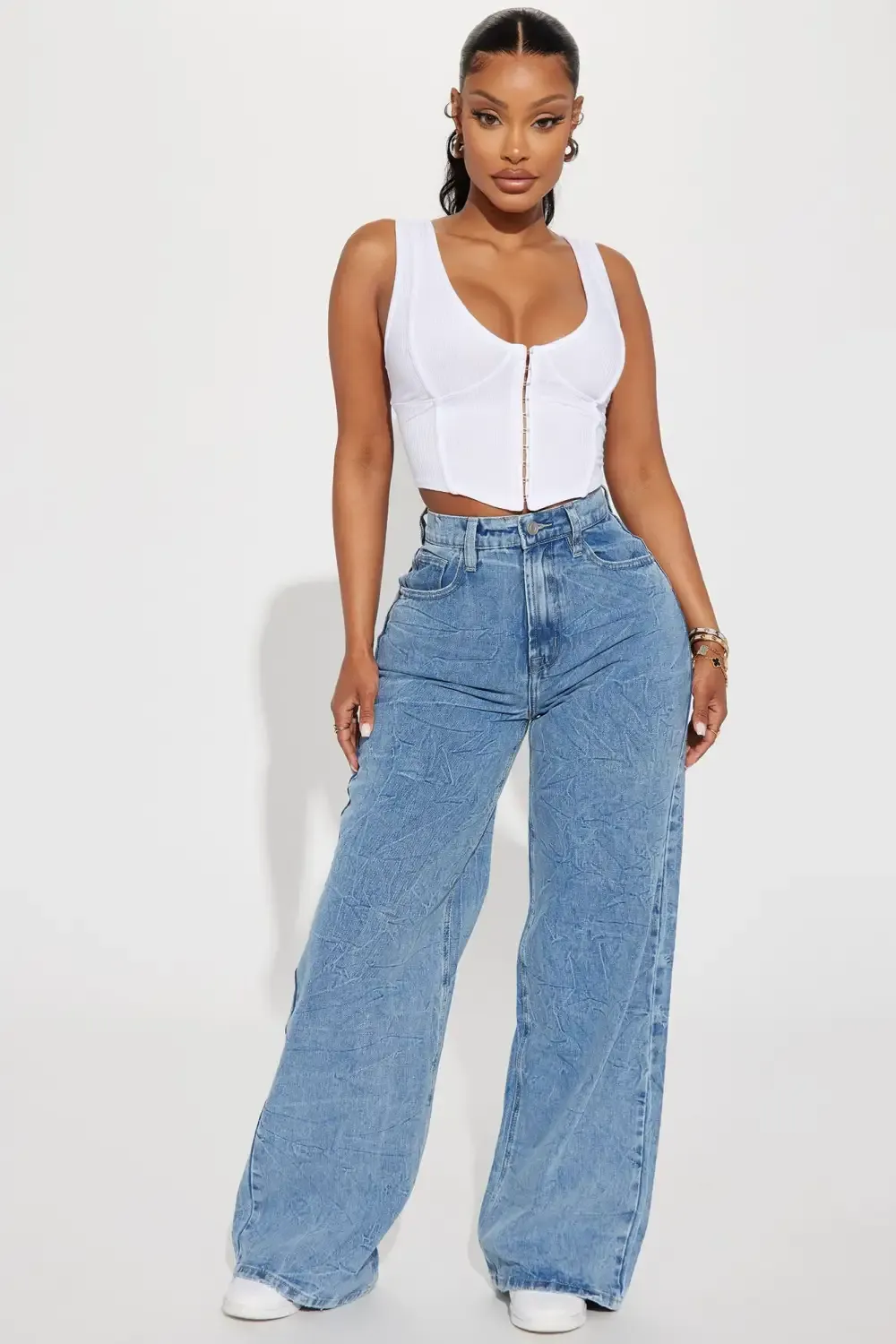 Off Limits Non Stretch Wide Leg Jean - Medium Wash