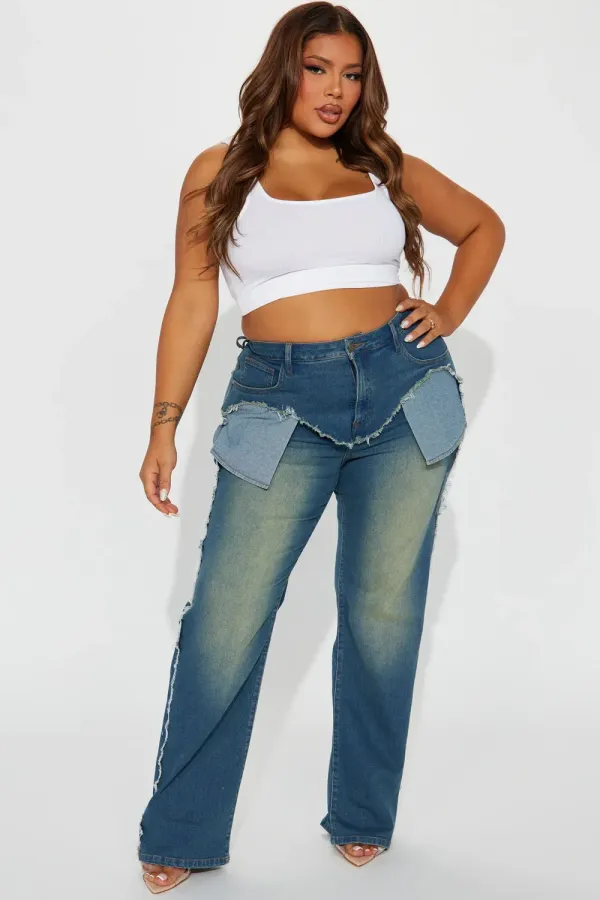 Conflict Of Interest Stretch Straight Leg Jeans - Medium Wash