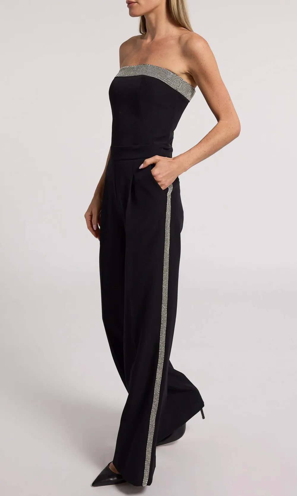 Chelsea Crystal Embellished Crepe Jumpsuit
