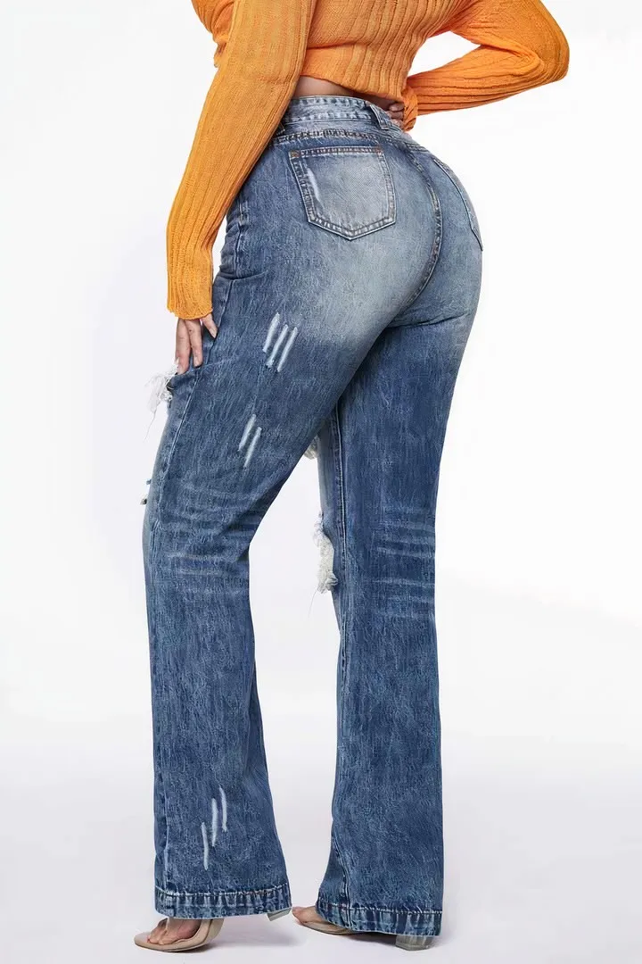 90s Vintage Cut Out High Waist Straight Leg Baggy Jeans