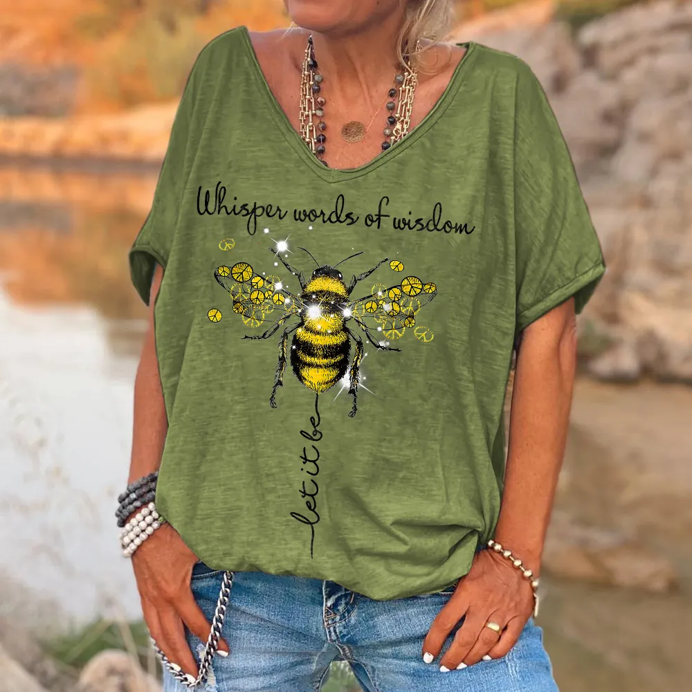 Whisper Words Of Wisdom Let It Be Bee Printed Graphic Tees