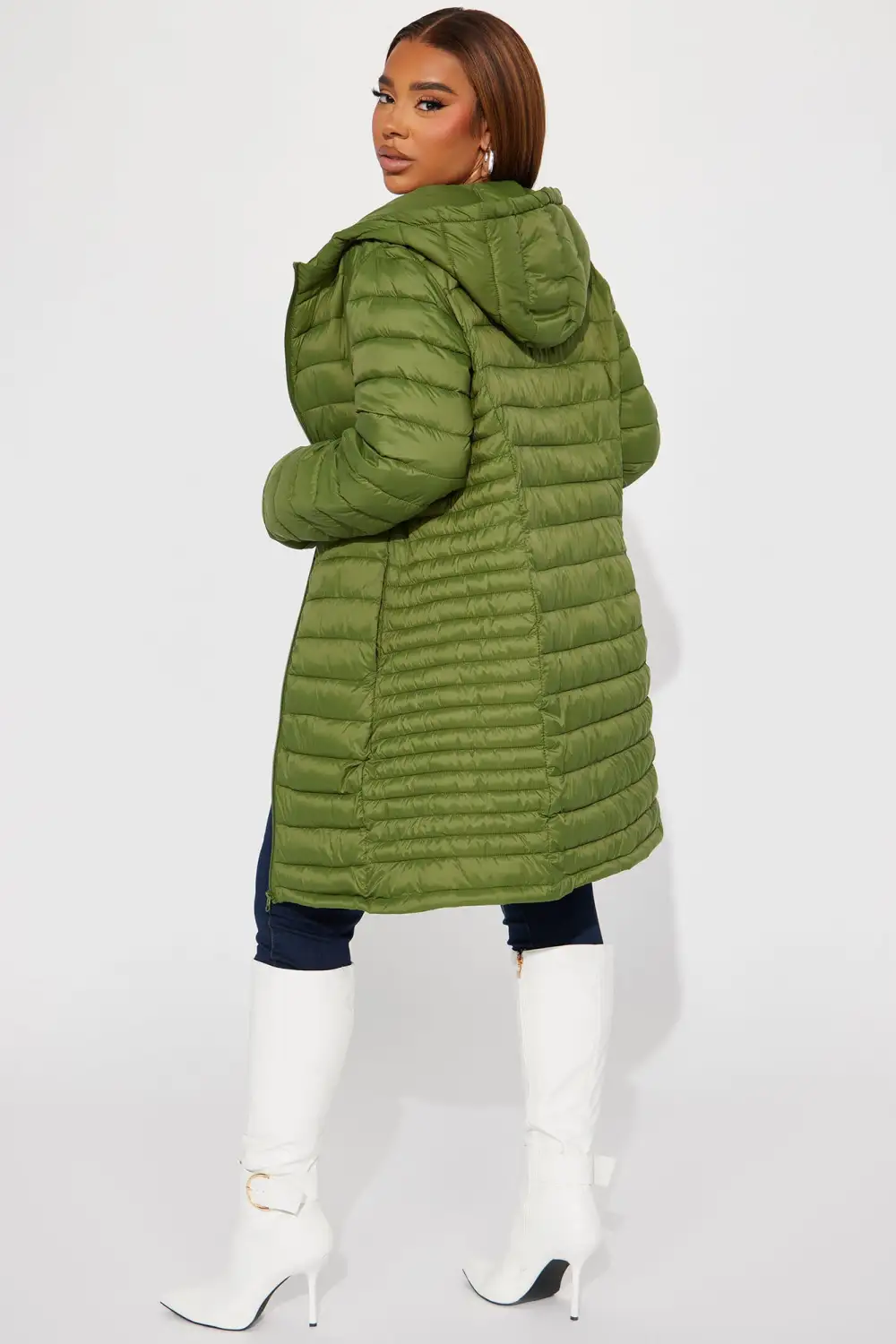 Padded Landing Puffer Coat - Olive