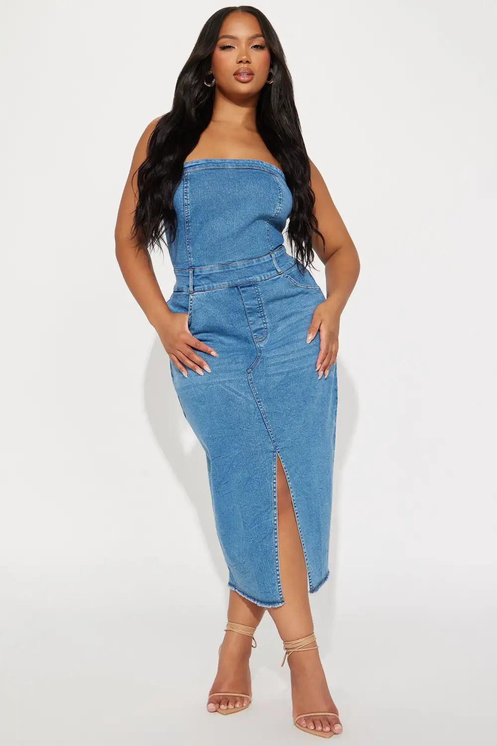 Denim Energy Midi Dress - Light Wash