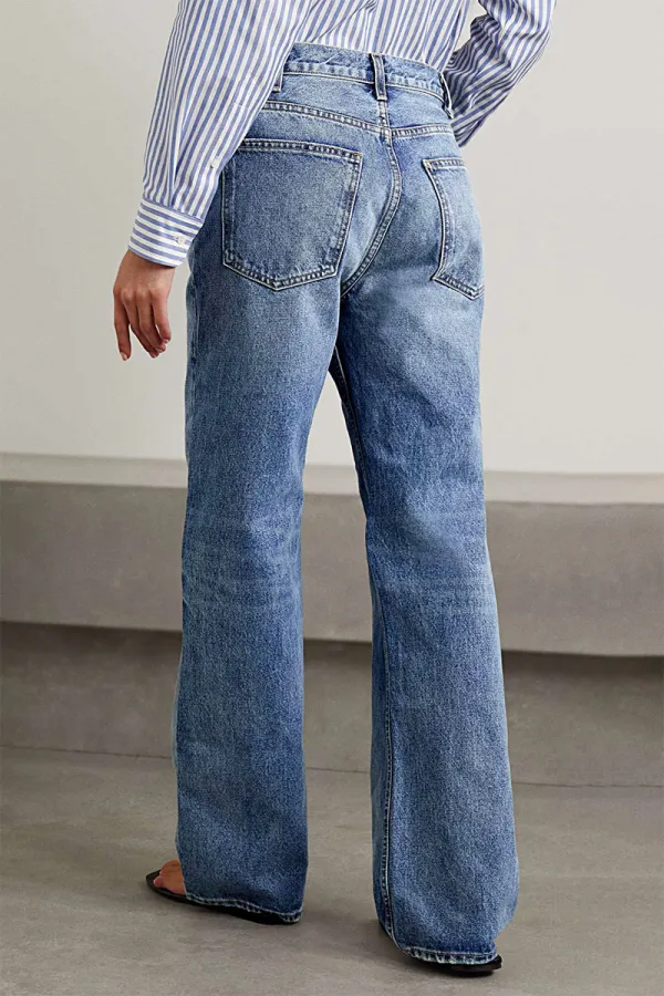 Wash High Rise Straight Leg Jeans Without Belt