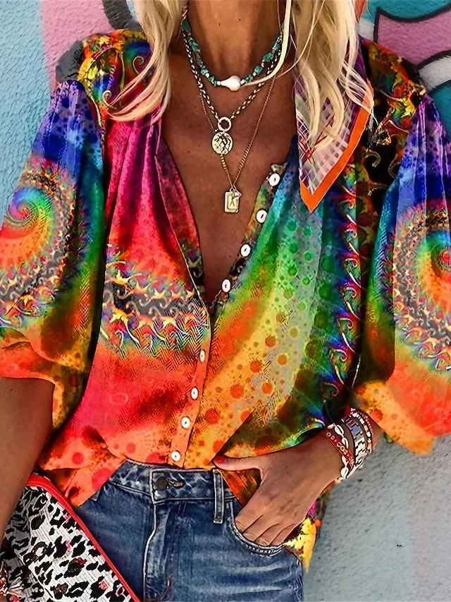 Ladies Mandala Tie Dye Printed Shirt
