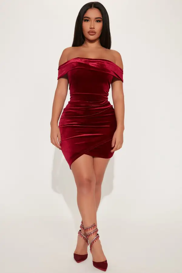 Abbey Mini Dress - Burgundy