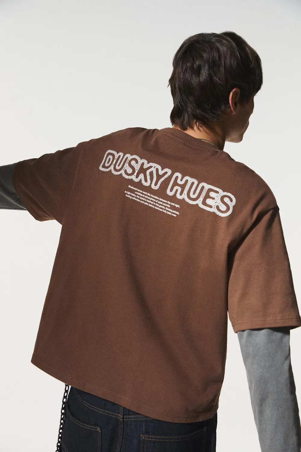 Brown slogan T-shirt