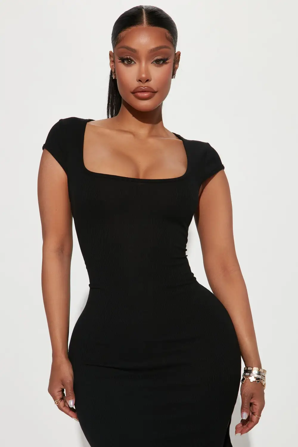 Brealle Rib Midi Dress - Black