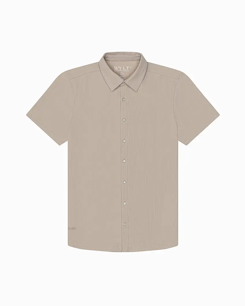 Ribbed+ Short Sleeve Button Down