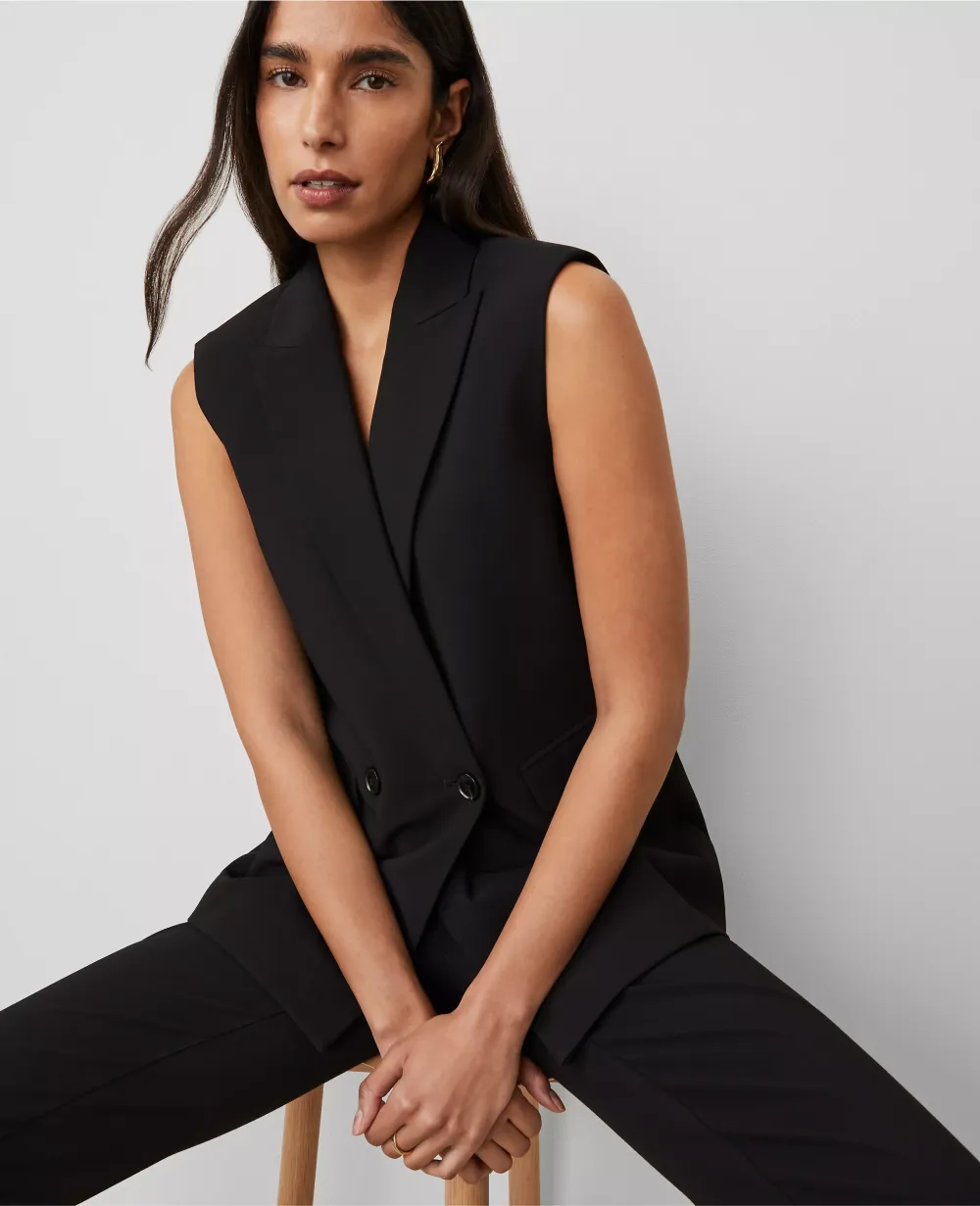 The Double-Breasted Vest in Bi-Stretch