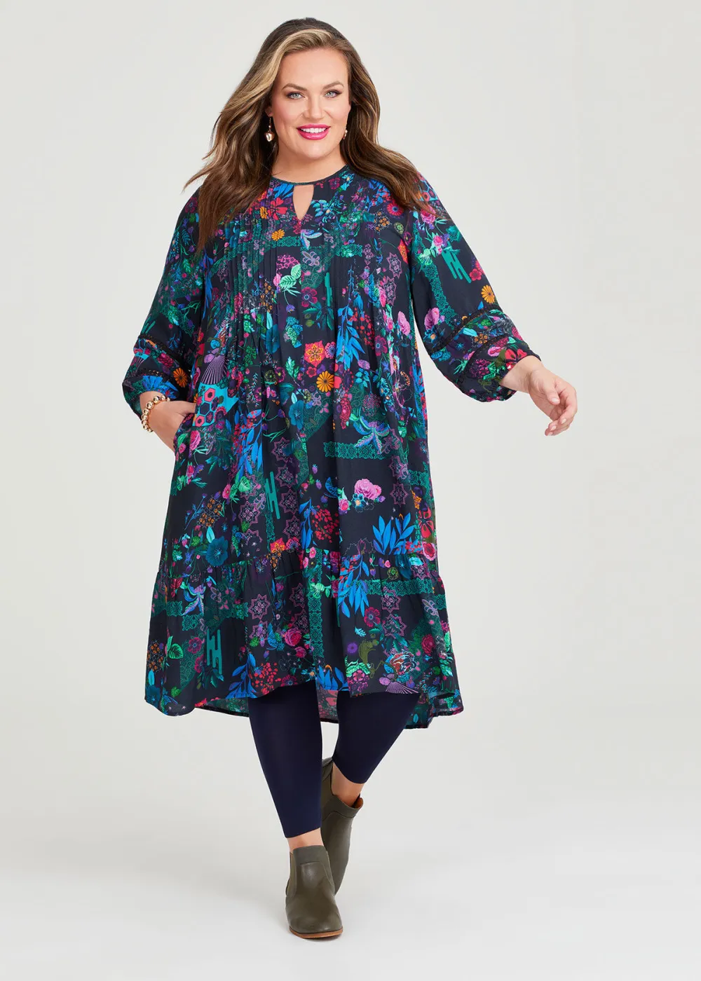 Breezy Blues Tuck Natural Dress