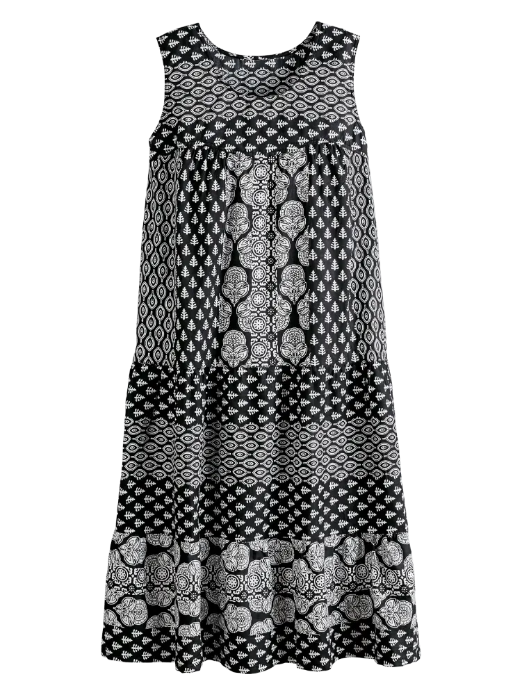 Sleeveless Cotton Tiered Lounge Dress