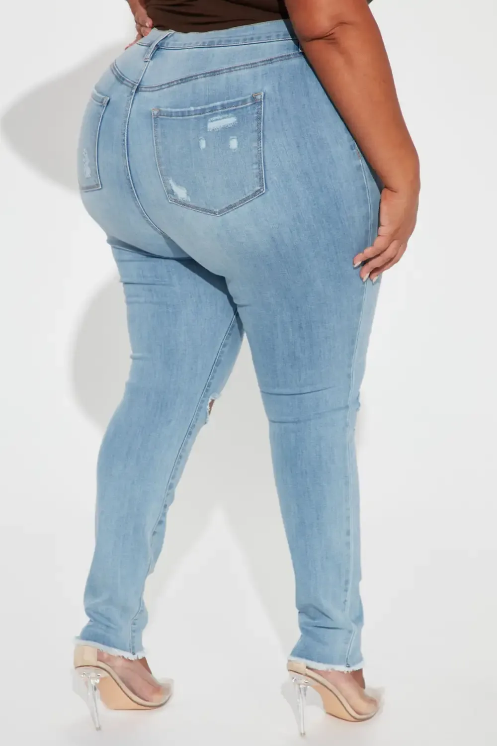 Stacey Super Stretch Ripped Skinny Jeans - Light Wash