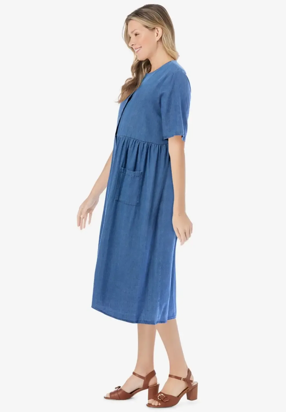 Short-Sleeve Denim Dress