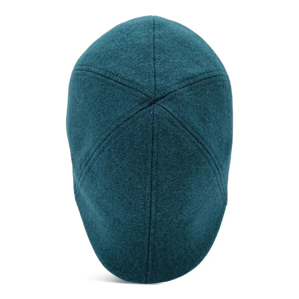 The Kenmore Boston Scally Cap - Slate Blue and Black Leather Brim