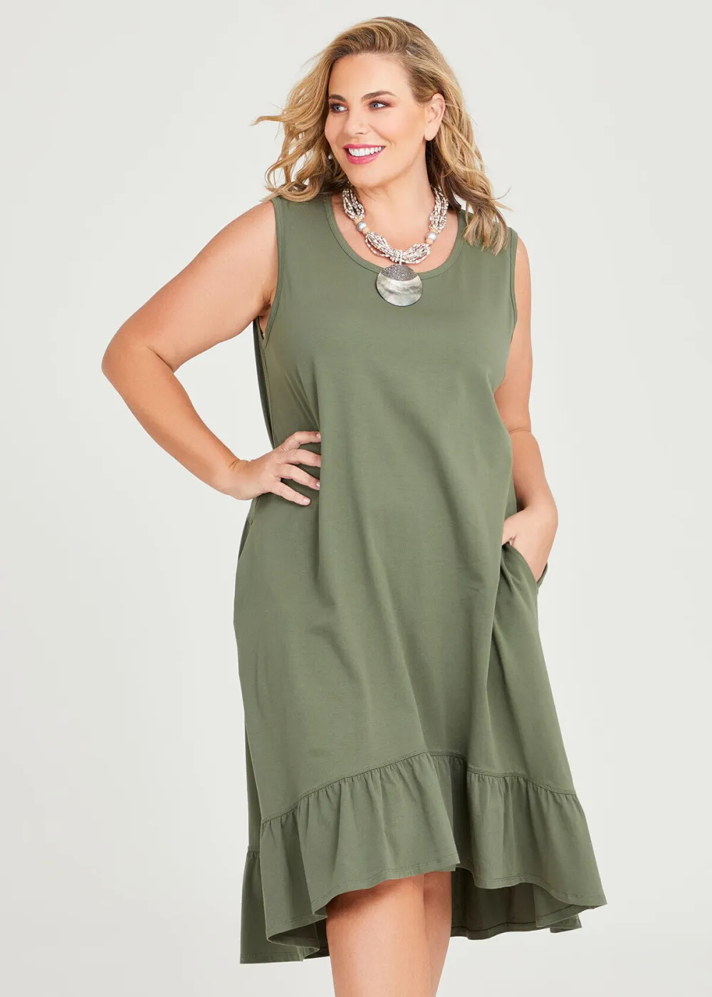 Cotton Sleeveless Tiered Dress