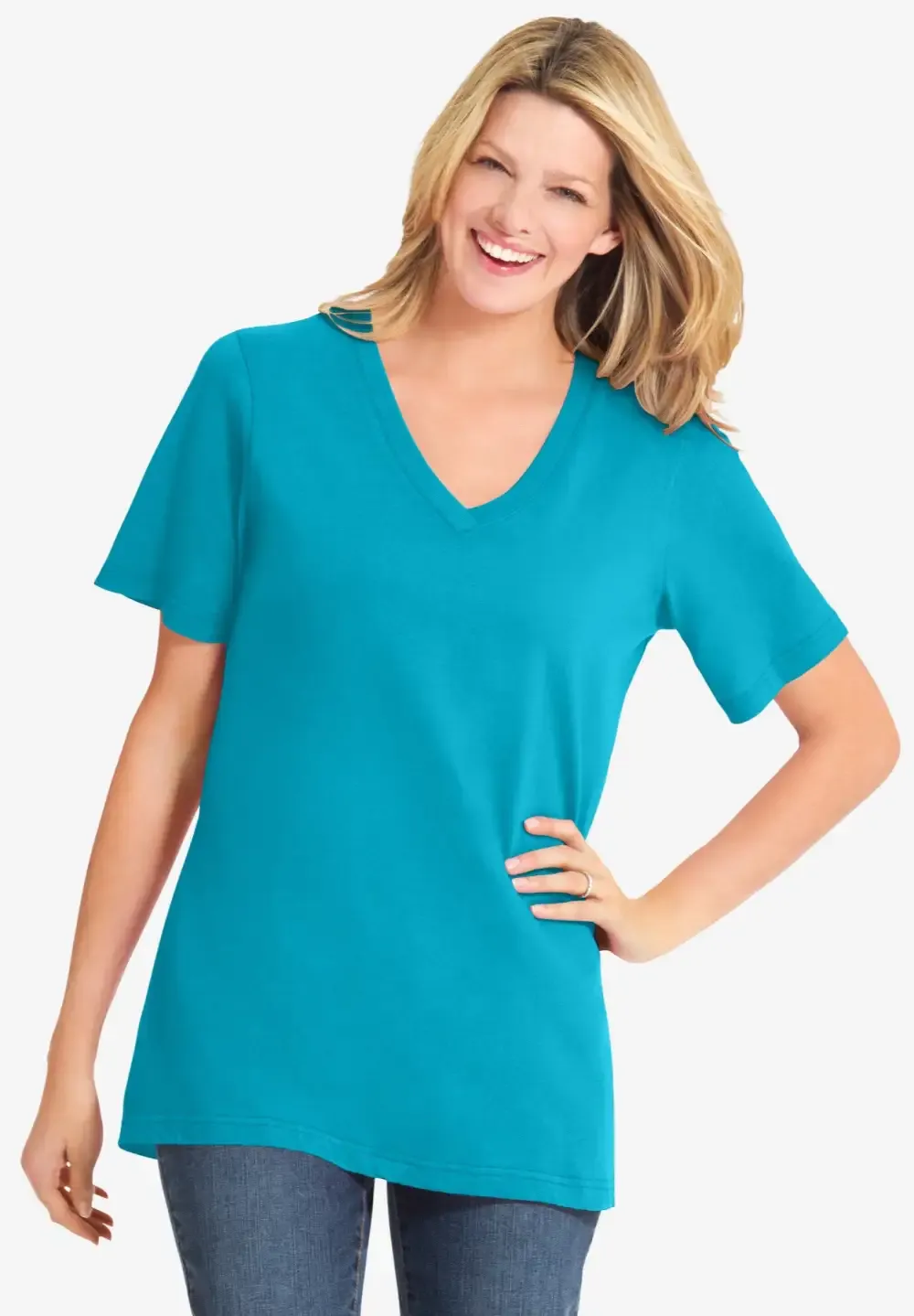 Perfect Short-Sleeve V-Neck Tee