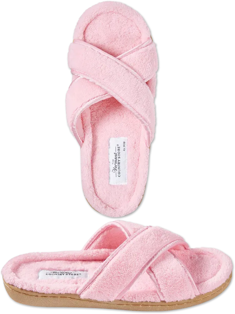 Women's Cross-Strap Terry Slide Slippers