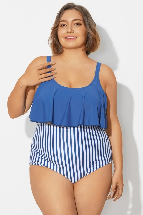 Navy Sexy Scoop Adjustable Straps Bikini Top