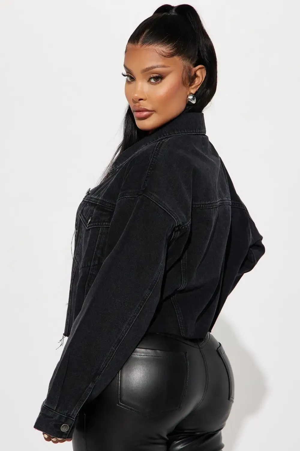 No Nonsense Detachable Hood Denim Jacket - Black Wash