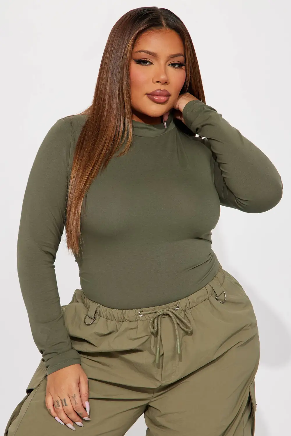 Melanie Mock Neck Bodysuit - Olive