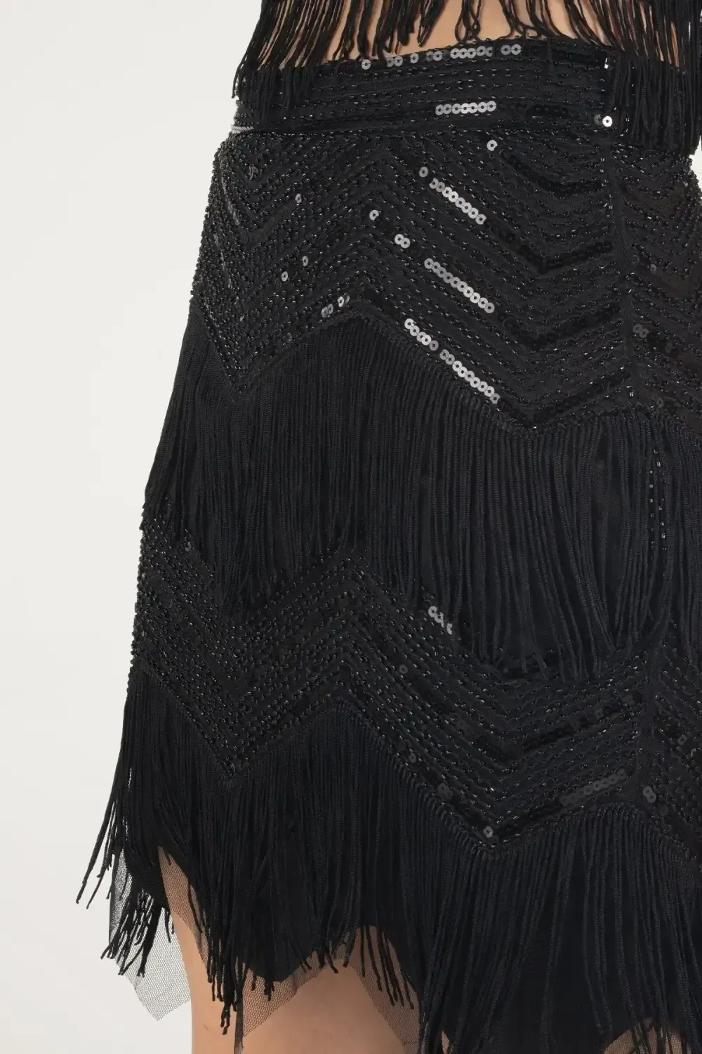 Embellished Fringe Mini Skirt