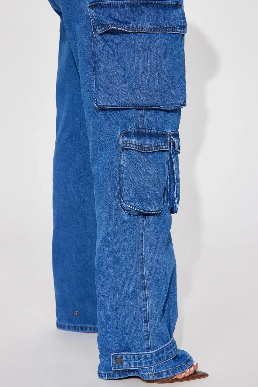 Time To Hustle Non Stretch Cargo Jean - Medium Wash