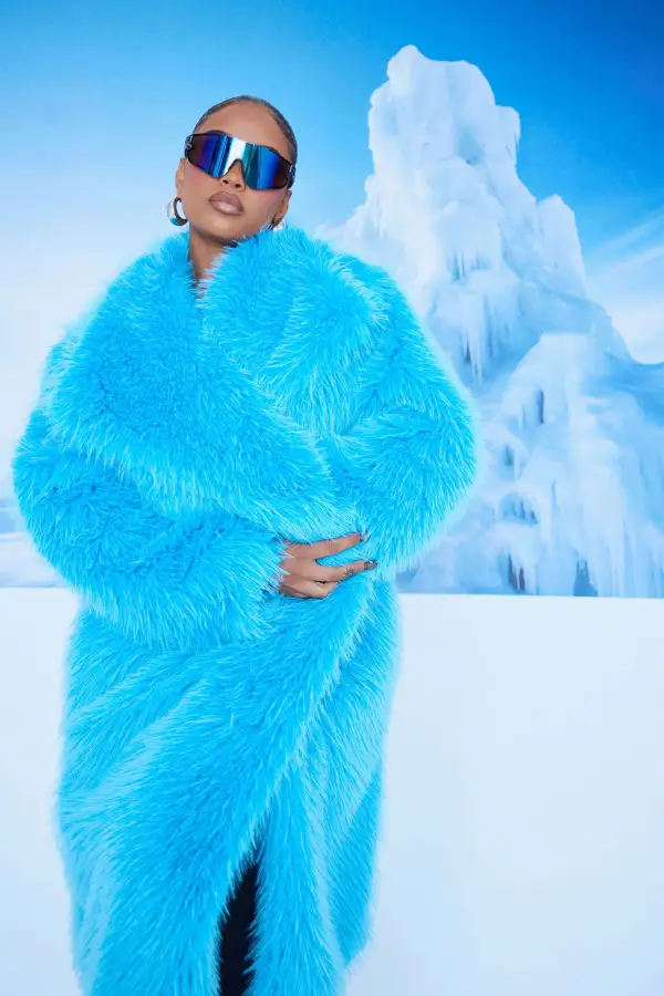 Poppin' Off Faux Fur Coat  - Blue