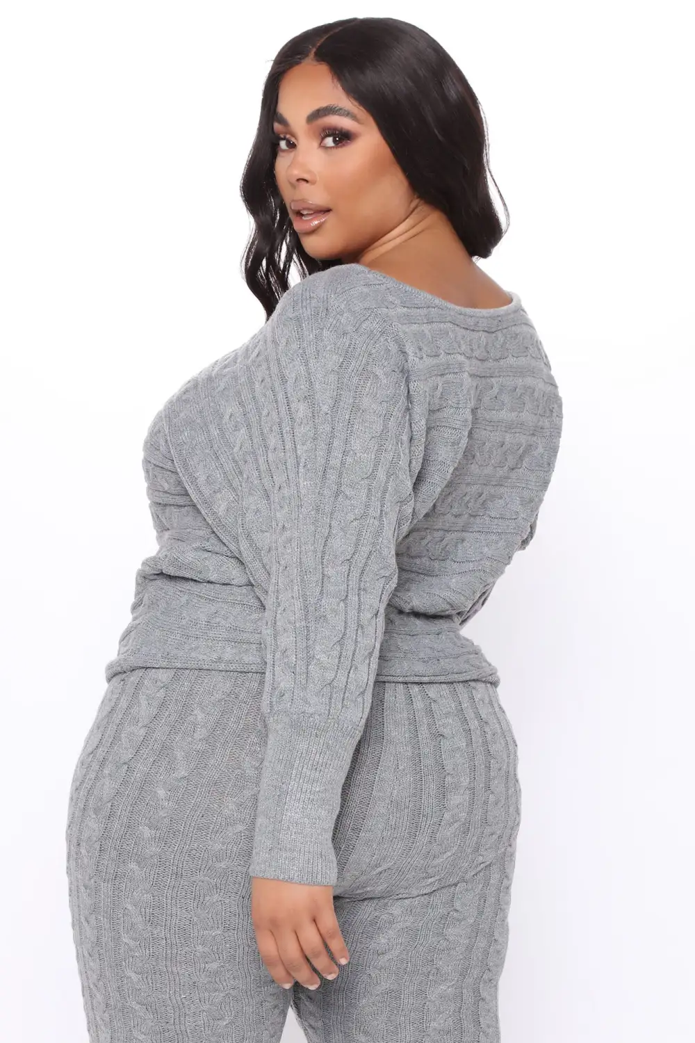 Got Me Chilled Down Sweater Set - Heather Grey