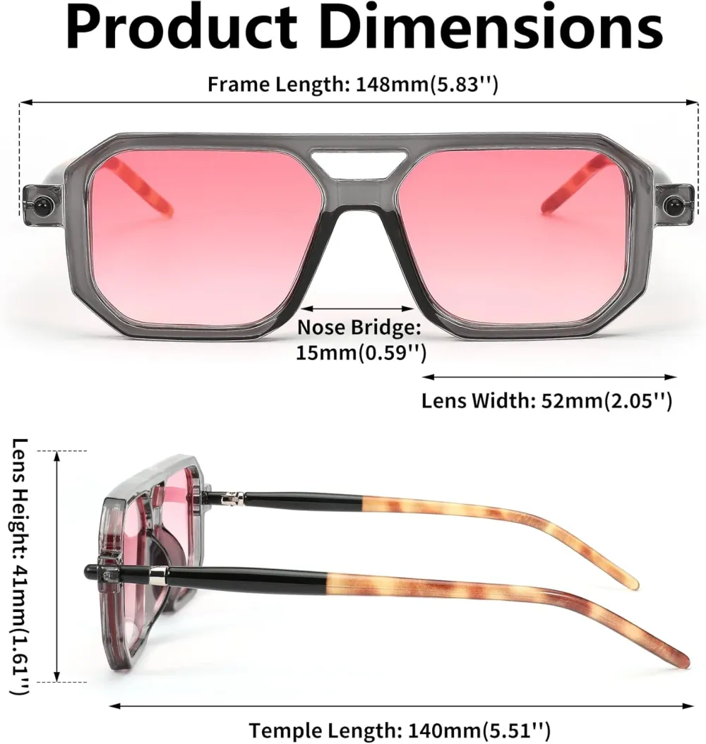 FEISEDY Vintage Square 70s Flat Aviator Sunglasses Women Men Classic Retro Stylish Frame UV400 Sunglasses B2622