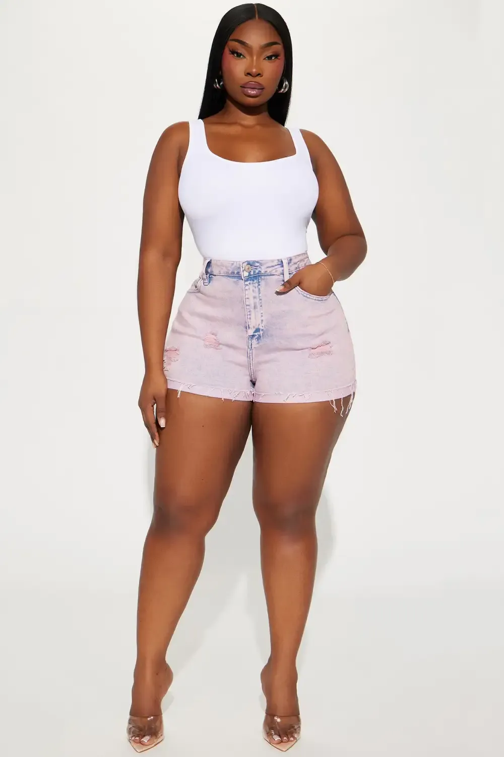 Caught In A Daze Stretch Denim Shorts - Pink