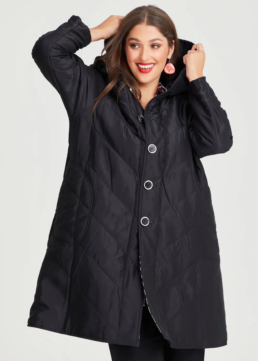 Reversible Spot Print Puffer Coat
