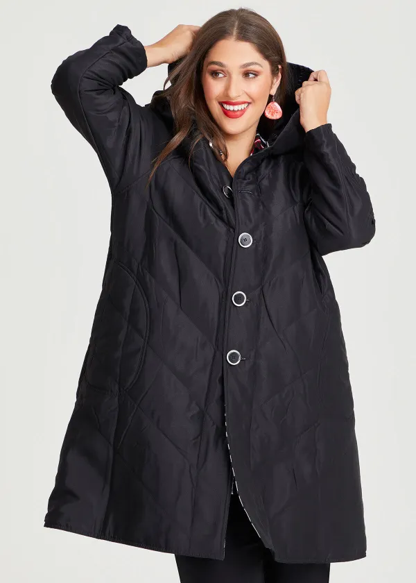 Reversible Spot Print Puffer Coat