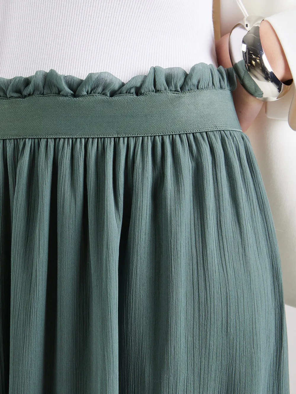 Elastic Waistband Casual Style A-line Skirt