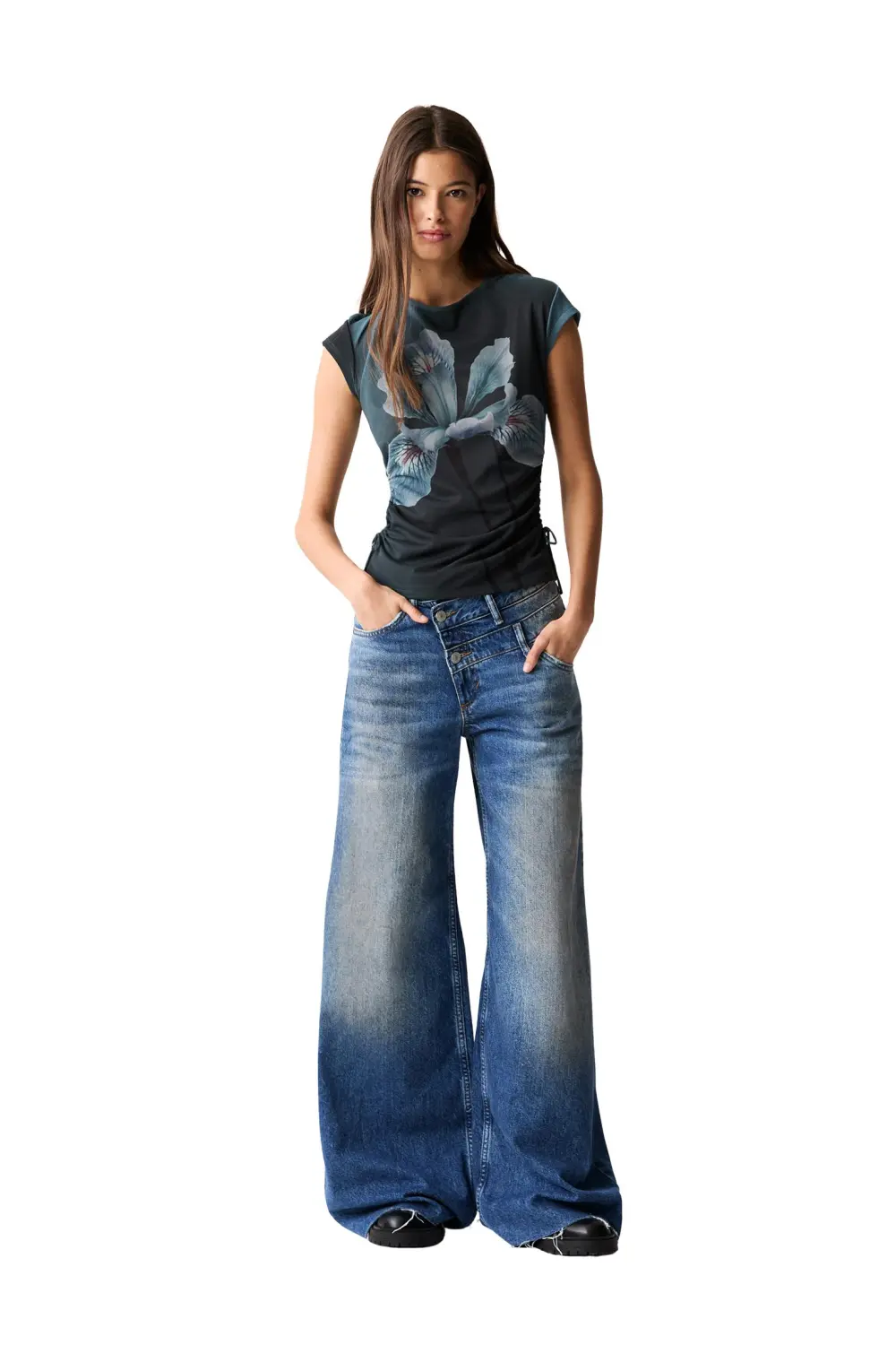 Floral tulle T-shirt