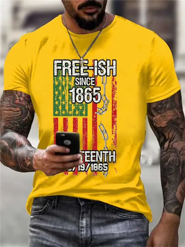 Men'S Round-Neck Short-Sleeved T-Shirt With Free-Ish Since 1865 Juneteenth 06/1901865 Prints