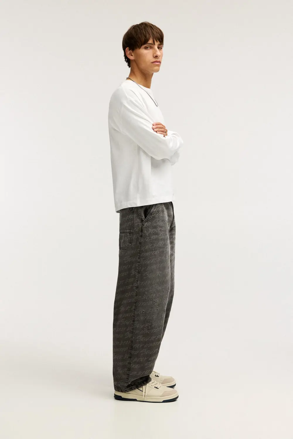 Laser print skater jeans