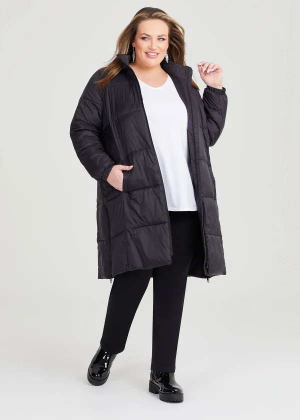 Long Line Zip Puffer Jacket