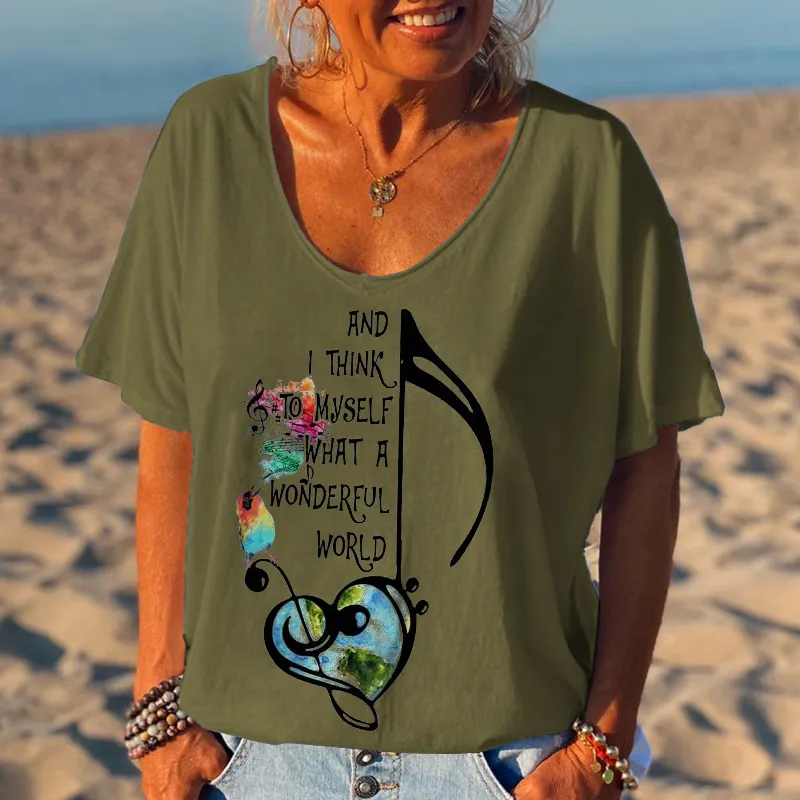 And I Think To Myself What A Wonderful World Musical Note Graphic Tees