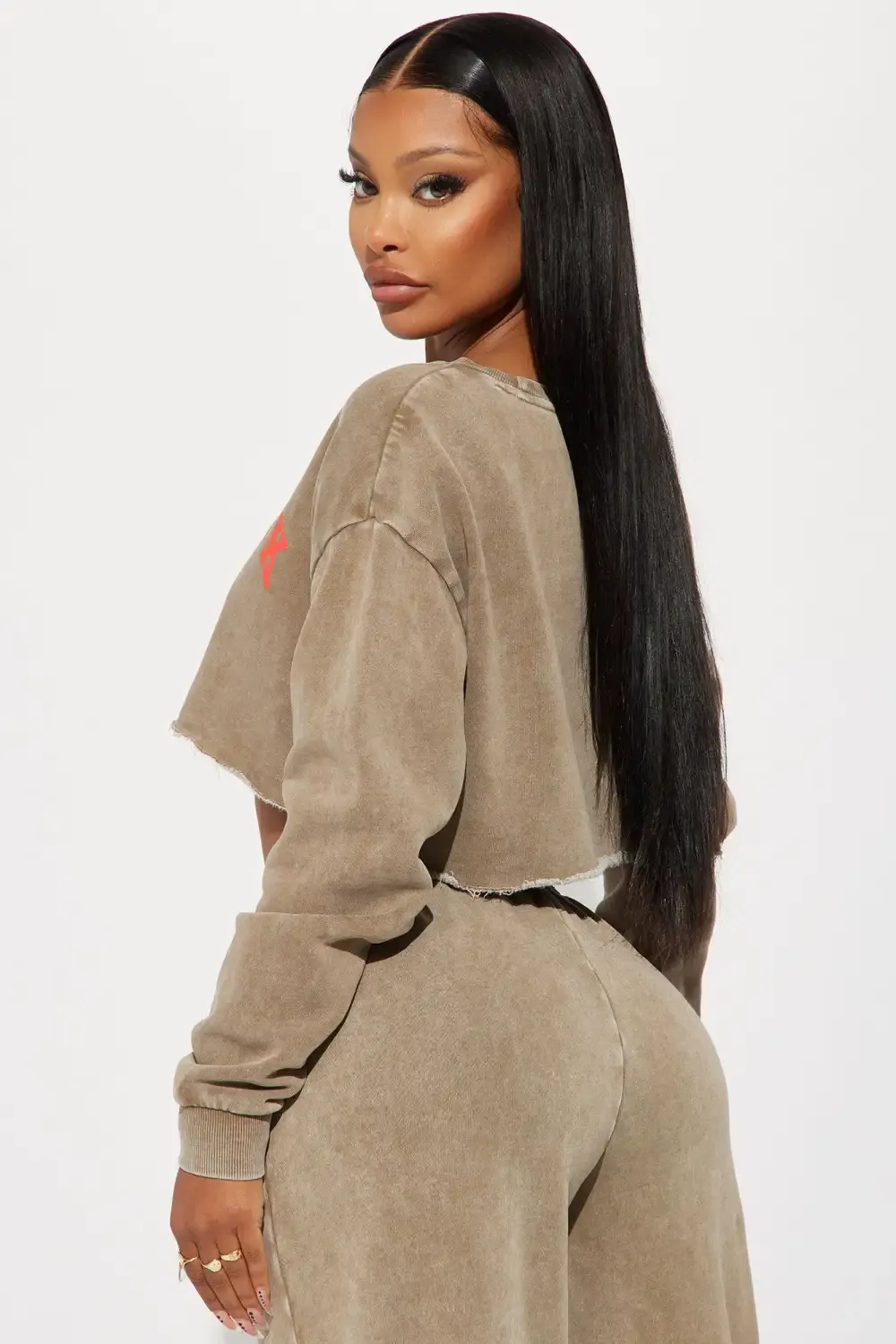 New York Cropped Sweatshirt - Taupe/combo