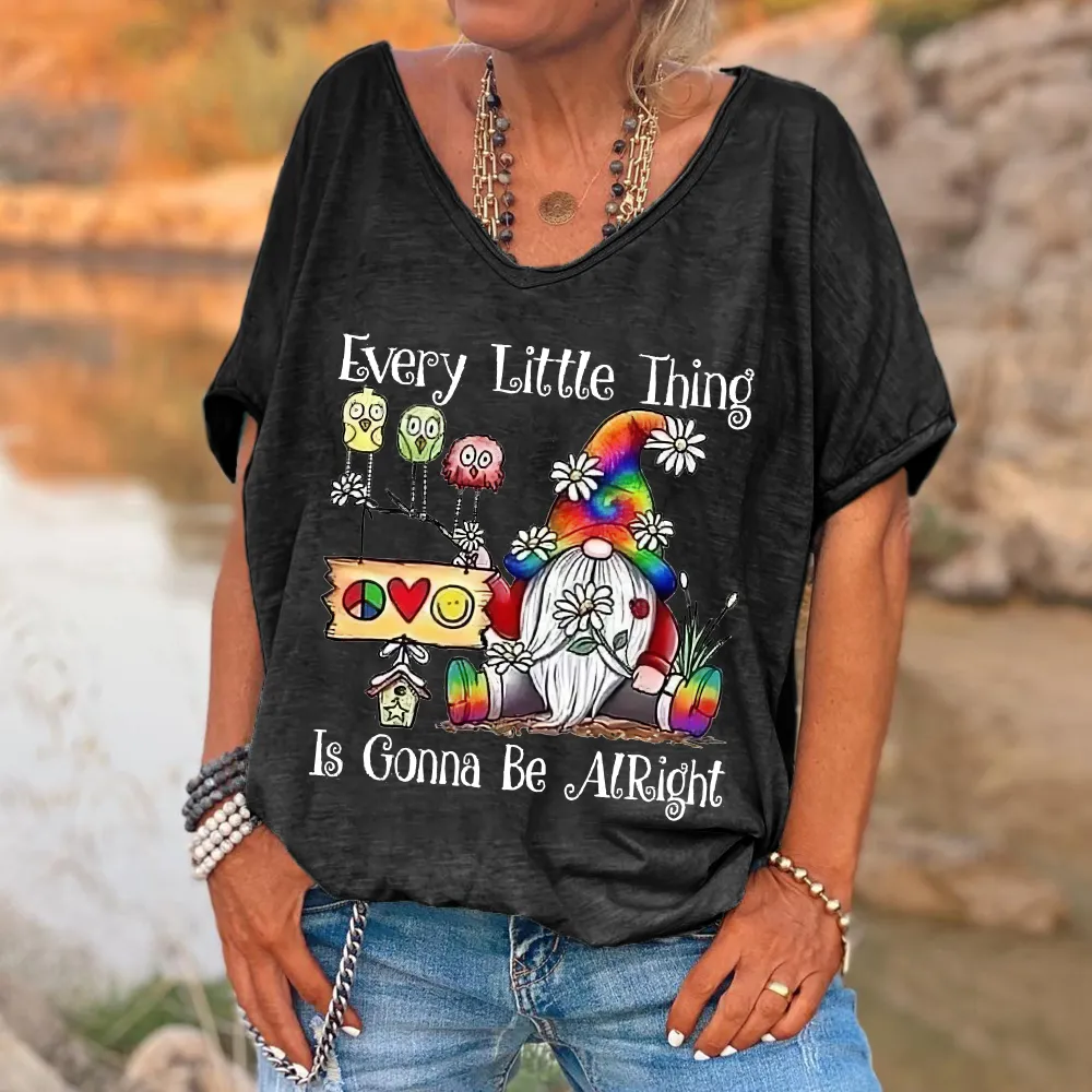 Every Little Thing Is Gonna Be Alright Printed V-neck Women's T-shirt