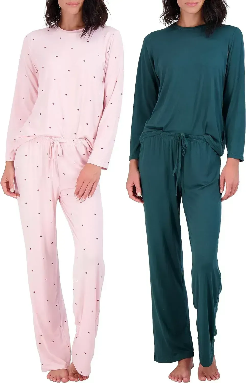 2 Pack: Women’s Pajama Set Super-Soft Short & Long Sleeve Top With Pants (Available In Plus Size)