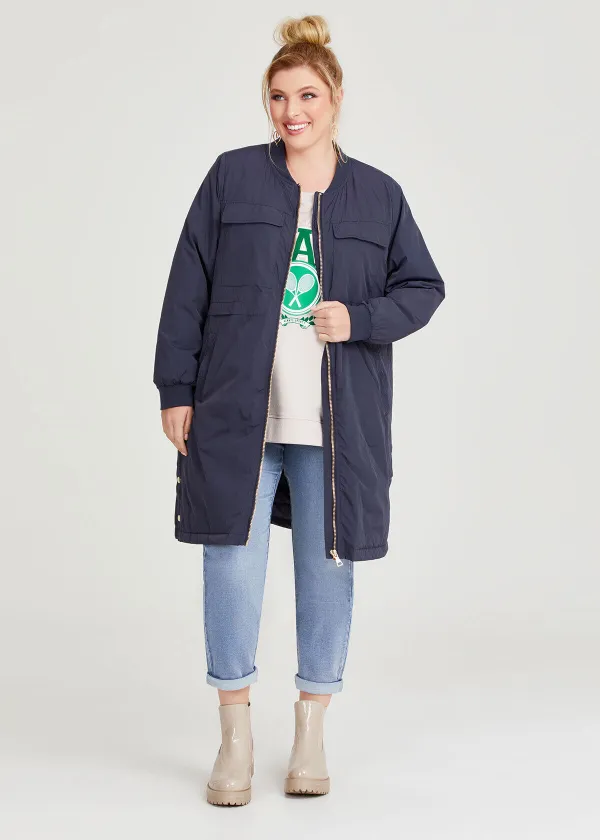 Long Line Casual Zip Jacket