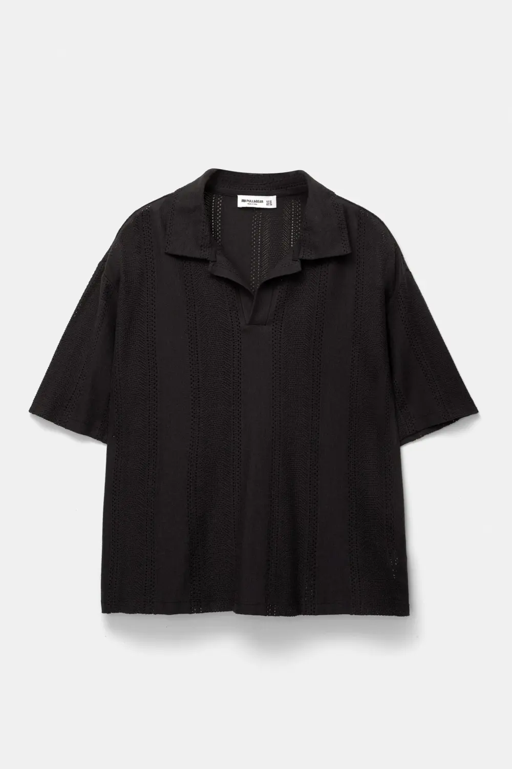 Rustic open-knit polo shirt